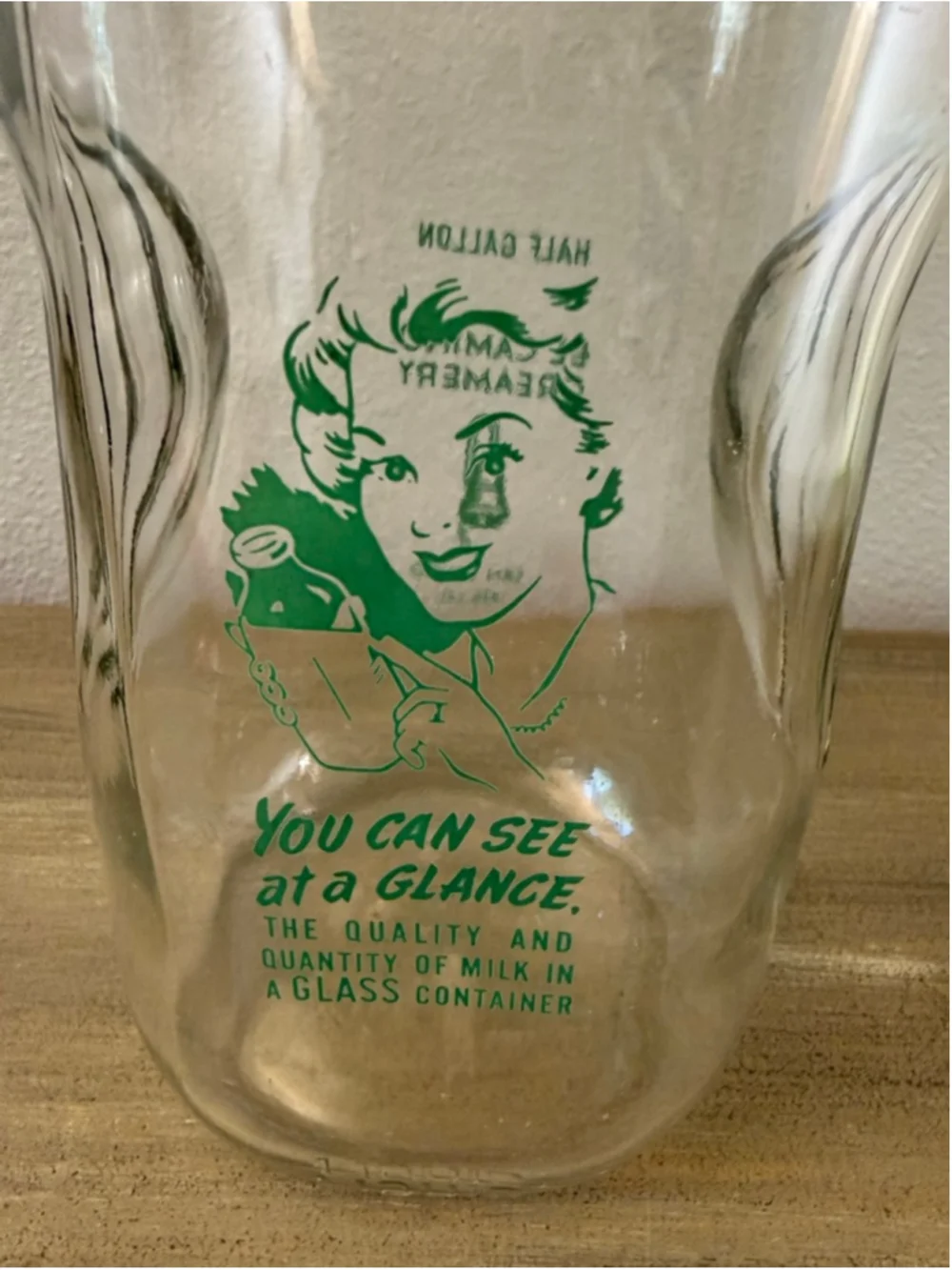 vintage El Camino Creamery half-gallon glass milk bottle San Bruno, CA